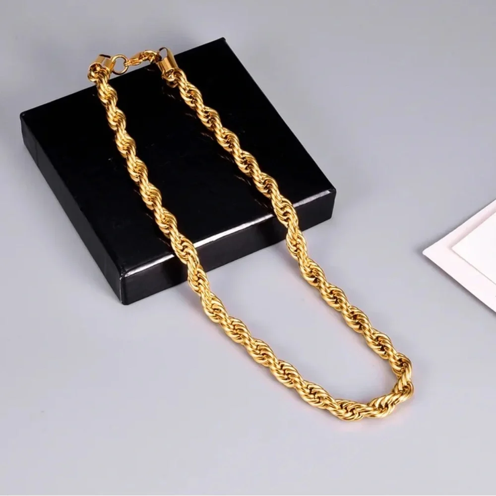Necklace Twisted Rope Chain Style Simple Style Solid‎ Steel 18K Gold